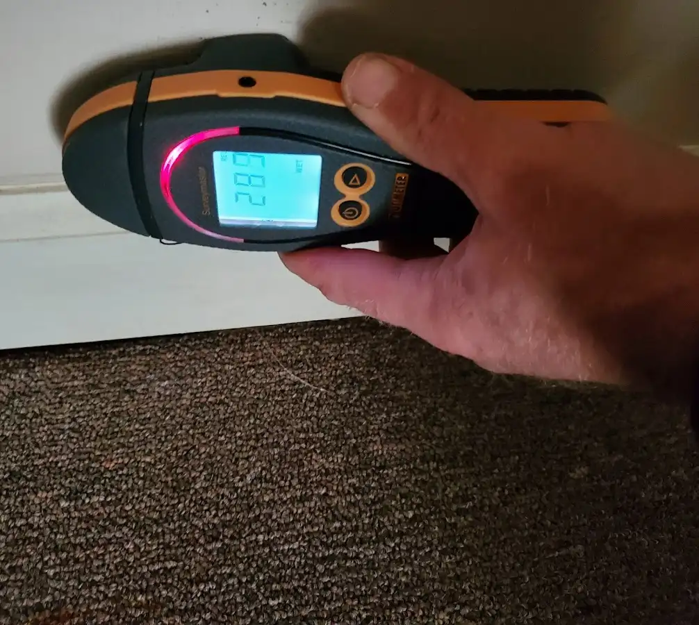 Moisture detection at baseboard during Burst Pipe Cleanup in Yulee